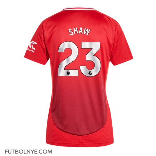 Camiseta Manchester United Luke Shaw #23 Primera Equipación para mujer 2024-25 manga corta